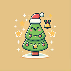 A beautiful and simple fir tree vector with a snow cap, perfect for Christmas celebrations