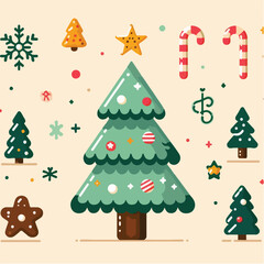 Vector cute fir tree with snow cap, perfect for Christmas celebrations