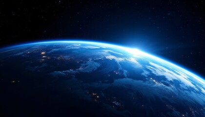 Fototapeta premium Stunning View of Earth from Space Atmospheric Perspective Digital Art Cosmic Environment