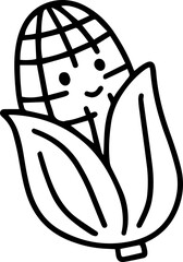 sweetcorn Vegetable Fruit doodle line outline cartoon cute