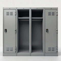 Gym locker, Open door locker, Metal sports locker, vintage, front view