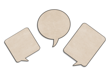 Round and two rectangular paper chat bubbles on transparent background. To insert any symbols and words for communication concepts.