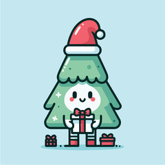Cute fir tree vector, suitable for Christmas celebrations and various ornaments inside