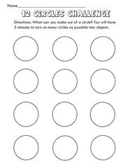 Coloring page, Finish the picture, circles challenge. 