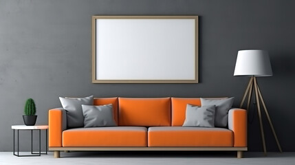 Luxurious Stylish Scandinavian living room interior with design sofa