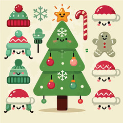 Cute fir tree vector, suitable for Christmas celebrations and various ornaments inside