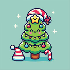 Cute fir tree vector, perfect for Christmas celebrations and flyers