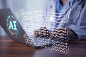 Doctor reviewing AI-generated documents to assist in diagnosing complex medical conditions, ensuring precise patient care.