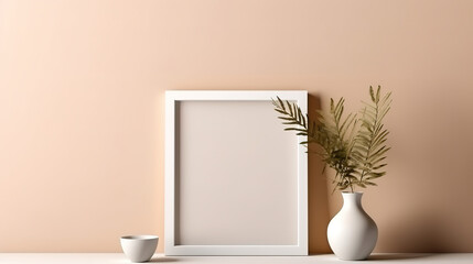 Luxurious Picture frame with decorative plants in a modern living room