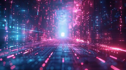 Obraz premium 80s Retro Sci-Fi Background Futuristic Grid landscape. Digital cyber surface style of the 1980s. Double infinite grid and lights forward.