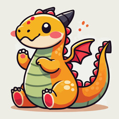 Vector cute dragon in flight