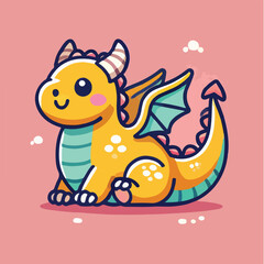 Vector cute dragon in flight