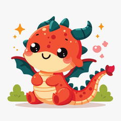 Vector cute dragon in flight