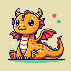 Vector cute dragon in flight
