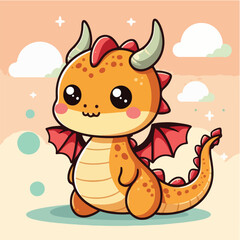 Vector cute dragon in flight