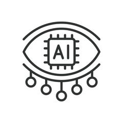 AI sight, icon in line design. AI, sight, vision, recognition, perception, intelligence, machine on white background vector. AI sight editable stroke icon