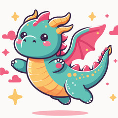 Vector of a flying dragon child, suitable for clothing, packaging, product and wallpaper designs