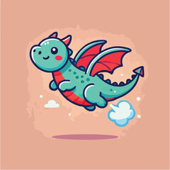 Vector of a flying dragon child, suitable for clothing, packaging, product and wallpaper designs