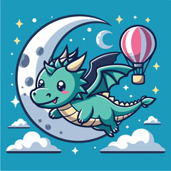 Vector cute dragon child, suitable for clothing design, packaging and strategic products for children