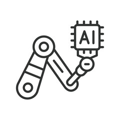 AI Industry Hand, icon in line design. AI, industry, hand, robotics, technology, future, innovation on white background vector. AI Industry Hand editable stroke icon