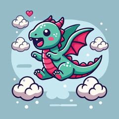 Vector cute dragon child, suitable for clothing design, packaging and strategic products for children