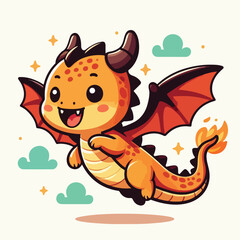 Vector cute and cheerful dragon child