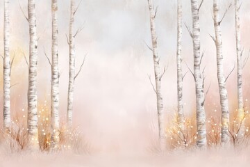Obraz premium Winter Birch Forest with Soft Pastel Colors and Subtle Glow