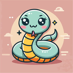 Fototapeta premium Simple and cute snake character vector