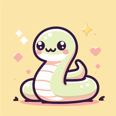 Fototapeta premium Simple and cute snake character vector