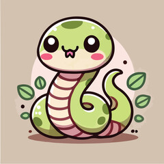 Simple and cute snake character vector
