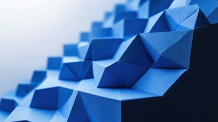 Fototapeta premium Abstract Blue Geometric Paper Sculpture Design