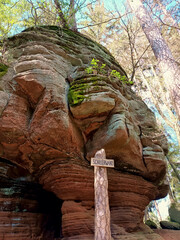 Die Buntsandstein-Formation Schillerwand im Pfälzerwald bei Pirmasens im deutschen Bundesland...