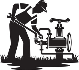 Pump, water, handle, plumber, machine icon silhouette