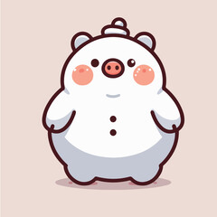 Vector snowman with a cute and simple hat