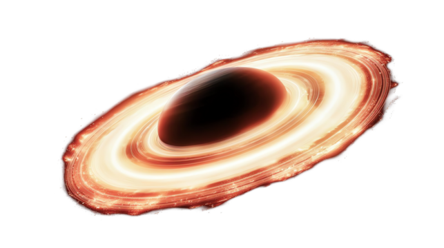 Black hole with luminous rings, white isolated background