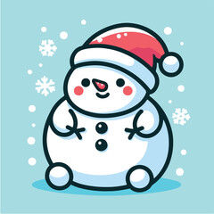 Cute and simple snowman character vector