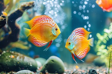 Fototapeta premium Serene underwater world with tropical fish and plants