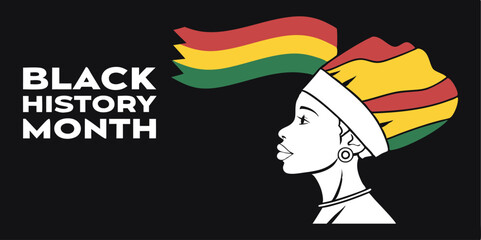 black history month celebration with colorful headwrap illustration