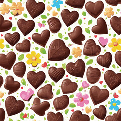 Valentines Day banner, postcard made of heart-shaped chocolates wrapped in gold foil with the inscription. Different shapes and kinds of chocolate candies, such as truffle and praline.	