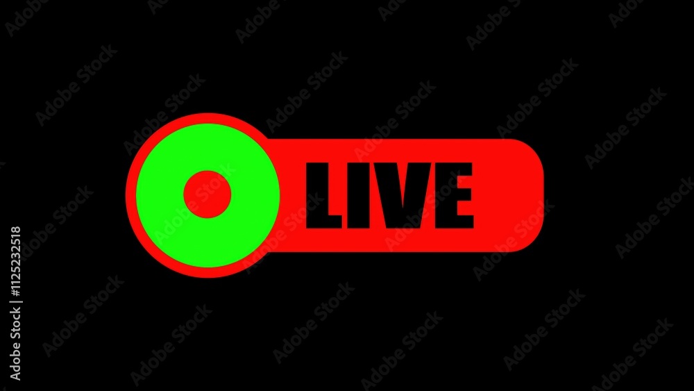 Poster live streaming button icon symbolizing real time broadcast and interactive content.