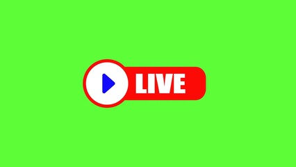 YouTube Live Button Icon with Animation, Interactive Streaming Button for Live Broadcasts.