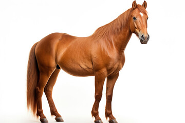 Naklejka premium Chestnut horse isolated on clear white background