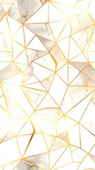Obraz premium Elegant wallpaper merging white, grey marble with golden geometric patterns for a luxurious feel. Diverse shapes created by intricate golden lines with glittery effect, enhanced by shadows.