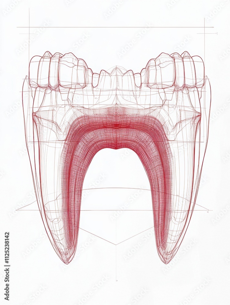 Poster schematic representation of a dental arch with a minimalist design, suitable for dental clinics and 