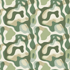 Naklejka premium Seamless pattern featuring abstract shapes in muted green and beige tones