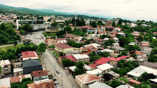 Morning landscape of Georgian city of Telavi 