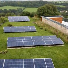 a house with a solar panel on the roof and a house with a house in the background