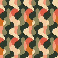 Naklejka premium Abstract wavy Seamless pattern with warm colors on a soft beige background