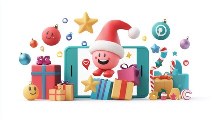 Naklejka premium Colorful festive celebration with gifts and joy.