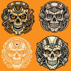 a skull crafted from motorcycle parts vector art